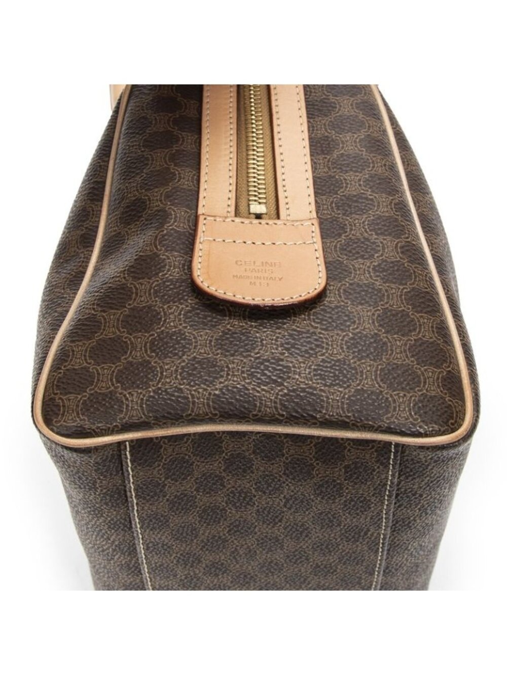 Celine Small Boston Beige Brown Macadam Canvas Shoulder Bag - Picture 8 of 10